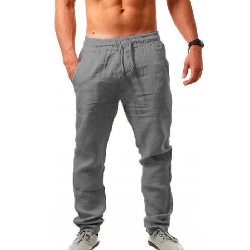 Mens HipHop Sports Pants New Spring Summer Fashion Cotton Linen Breathable Wide Leg Pants With Simp 7