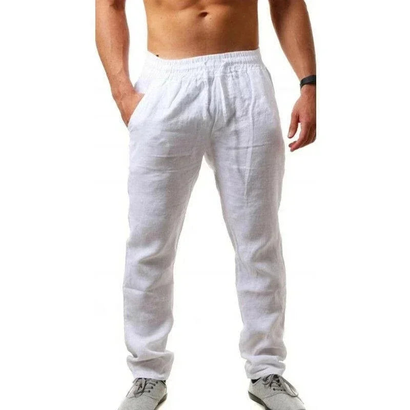 Mens HipHop Sports Pants New Spring Summer Fashion Cotton Linen Breathable Wide Leg Pants With Simp 8