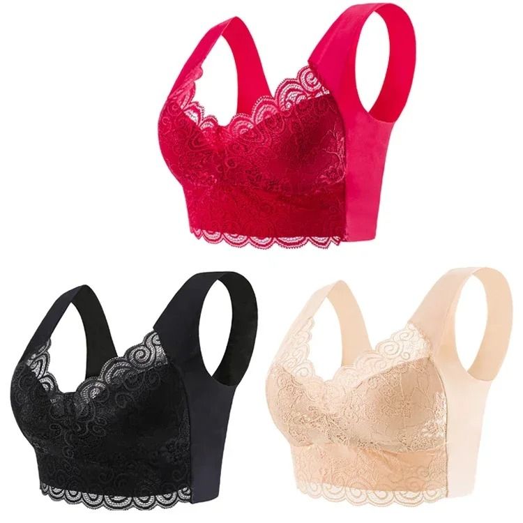 Seamless Lace Bra Set Comfortable Ice Silk Bralette 14