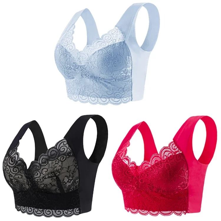 Seamless Lace Bra Set Comfortable Ice Silk Bralette 15