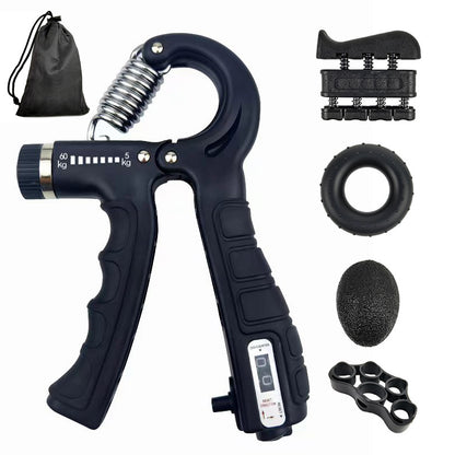 Wrist Forearm And Hand Exerciser Full Set With Counter, 5-60kg Adjustable Hand Grip Strength Trainer For Stronger Grip