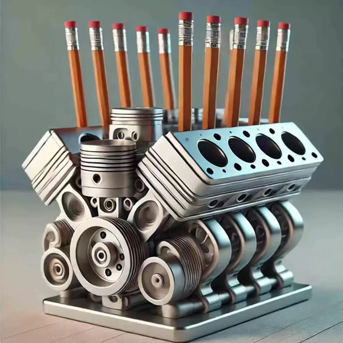 V8 Engine Pen Holder Desktop Organizer 1