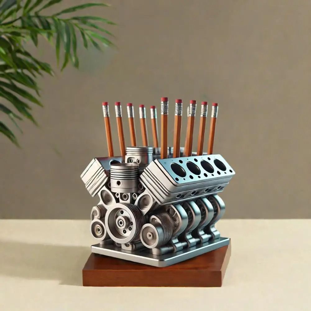 V8 Engine Pen Holder Desktop Organizer 3