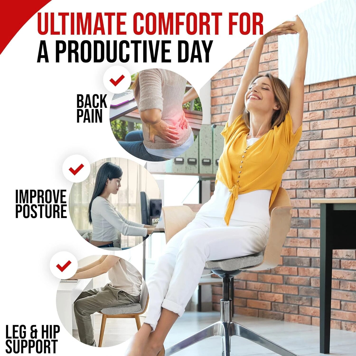 Hemorrhoid Cushion Student Ass Cushion, Ergonomic Memory Cotton, Office Chair Cushion Sedentary Artifact