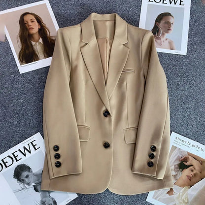 Elegant Office Lady Blazer, Women Single Button Long Sleeve Suit Jacket, 2025 Fashion Blazer Coats, Business Casual