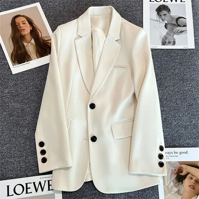 Elegant Office Lady Blazer, Women Single Button Long Sleeve Suit Jacket, 2025 Fashion Blazer Coats, Business Casual
