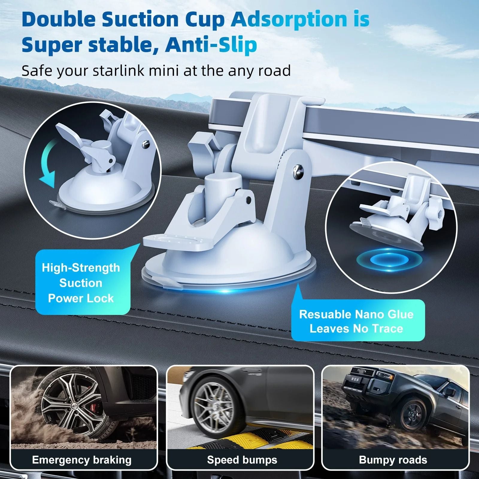 Travel Suction Cup Mount Bracket For Mini Satellite Setup 3