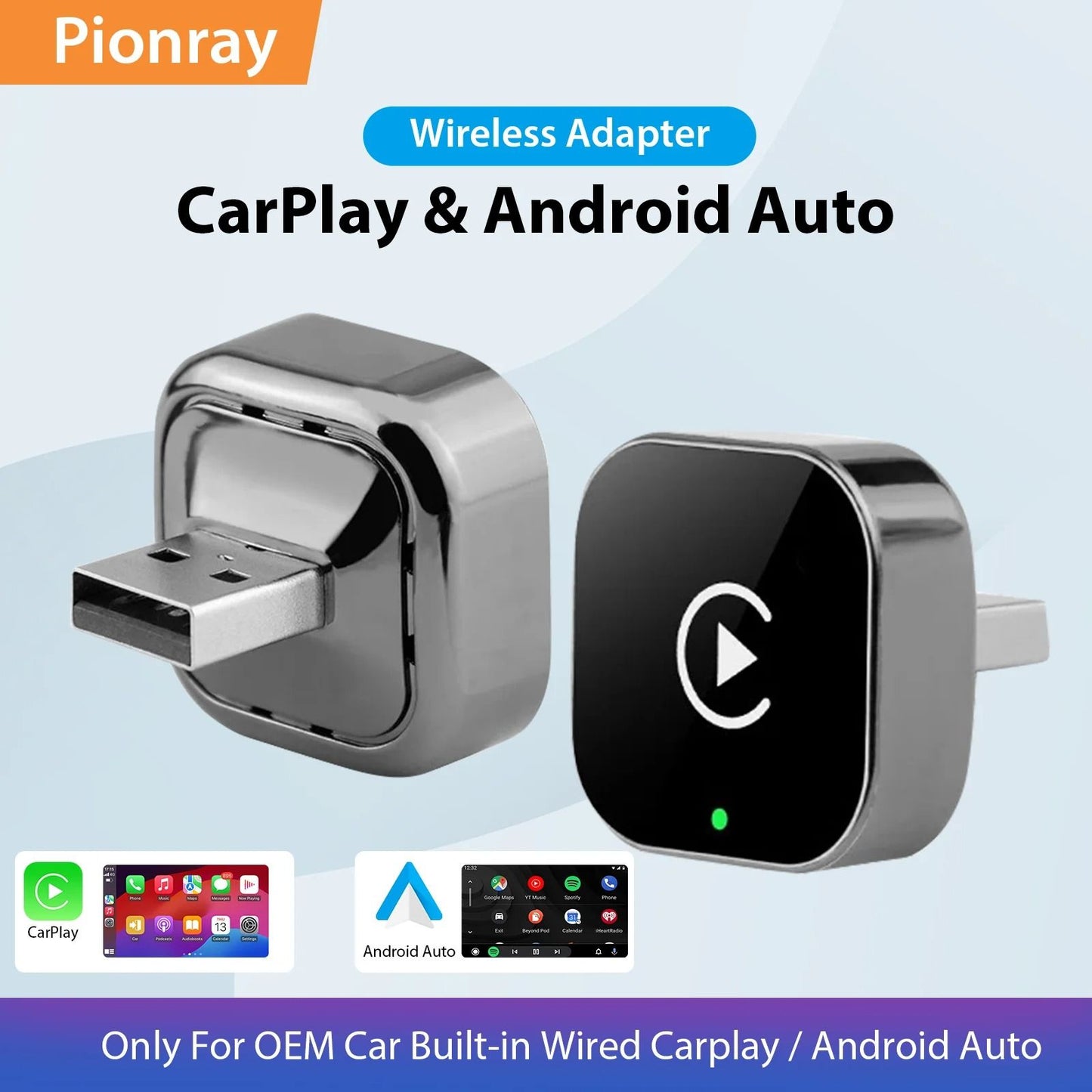 2 in 1 Wireless CarPlay and Android Auto Adapter with 5GHz WiFi