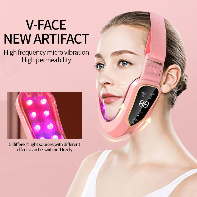Facial Lifting Device, LED Photon Therapy Slimming Massager, Heated Double Chin V Face Vibration