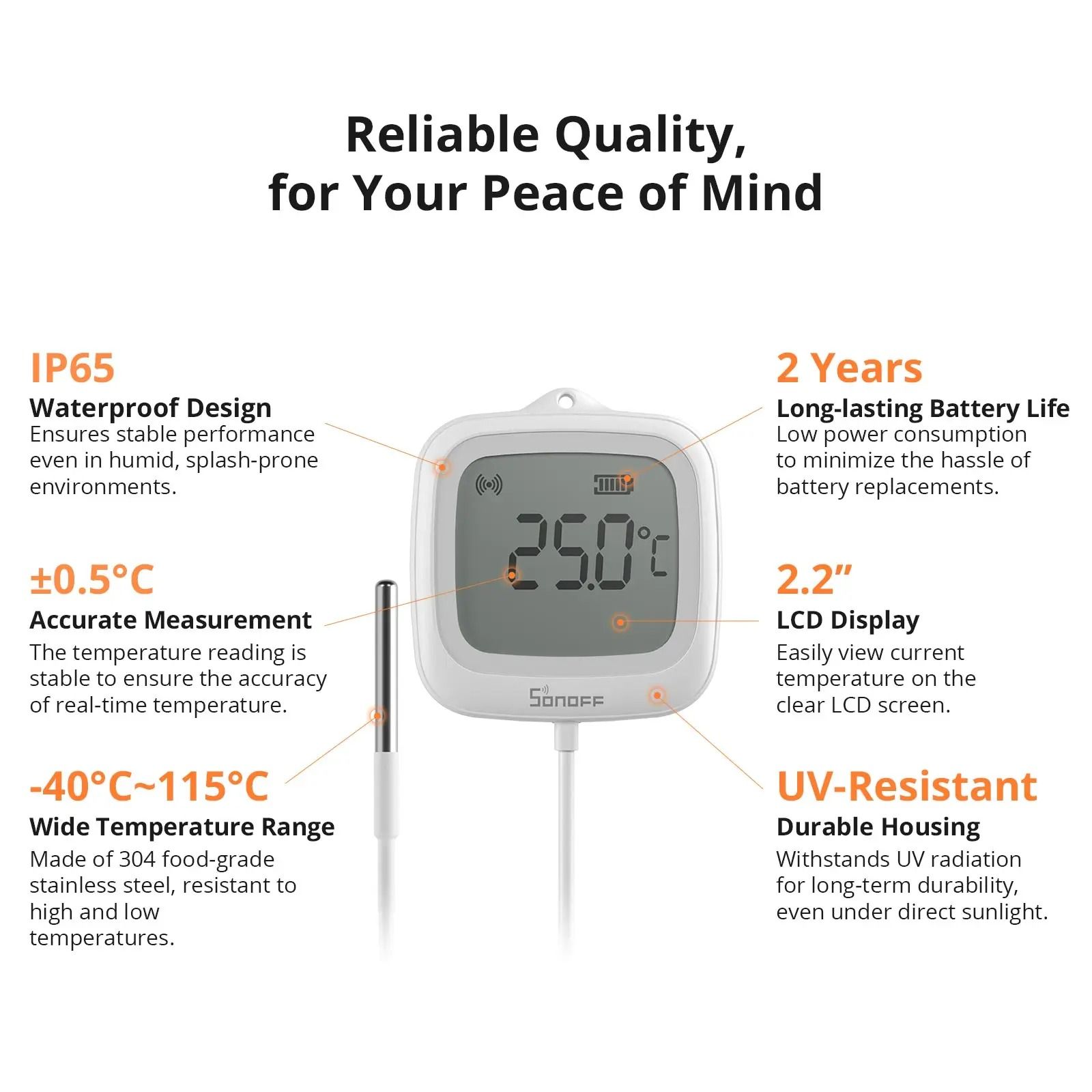 Zigbee LCD Smart Thermometer With Probe For Pool Fridge And Freezer 1