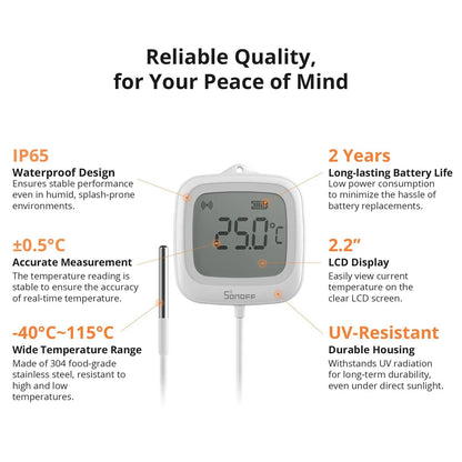 Zigbee LCD Smart Thermometer With Probe For Pool Fridge And Freezer 1