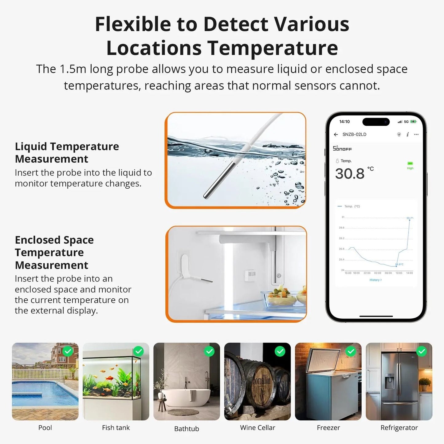 Zigbee LCD Smart Thermometer With Probe For Pool Fridge And Freezer 2