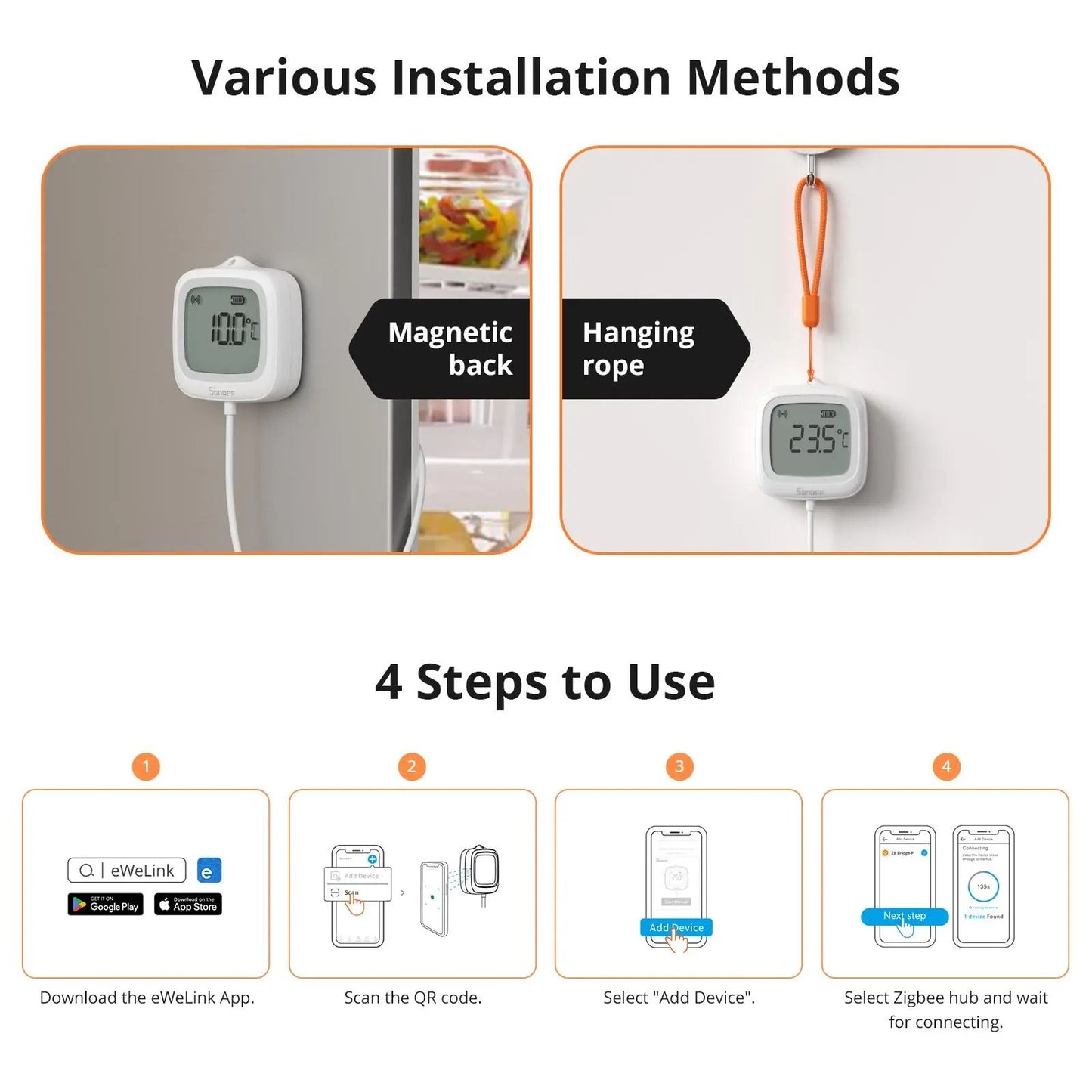 Zigbee LCD Smart Thermometer With Probe For Pool Fridge And Freezer 5
