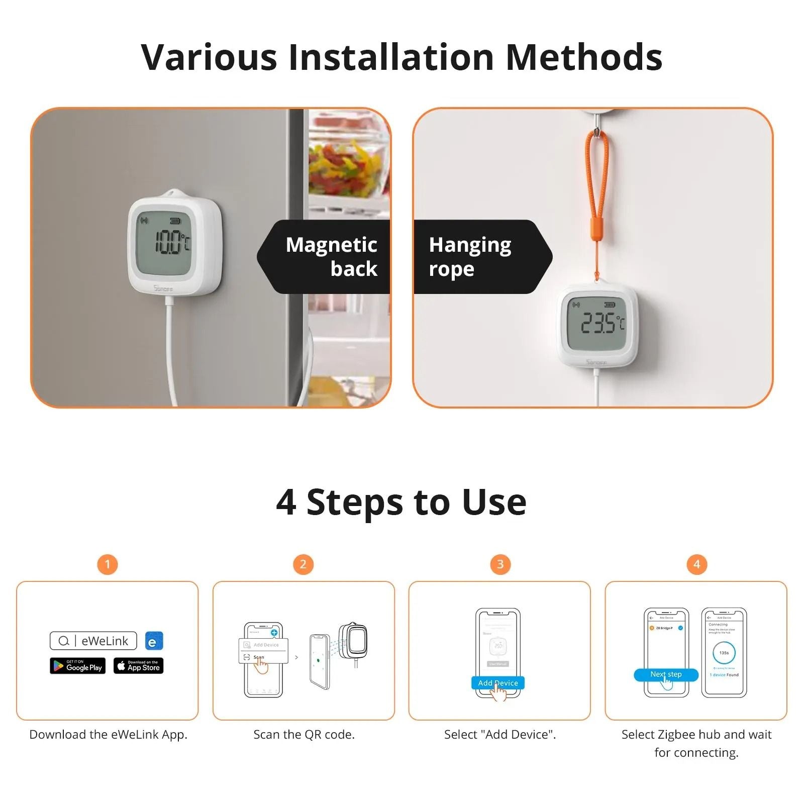 Zigbee LCD Smart Thermometer With Probe For Pool Fridge And Freezer 5