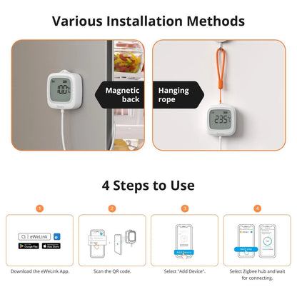 Zigbee LCD Smart Thermometer With Probe For Pool Fridge And Freezer 5