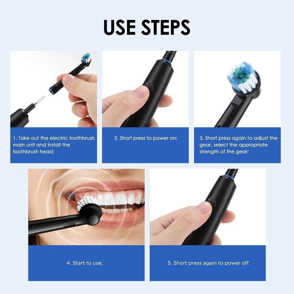 Rechargeable Electric Toothbrush With Timer And Multiple Brush Heads 4
