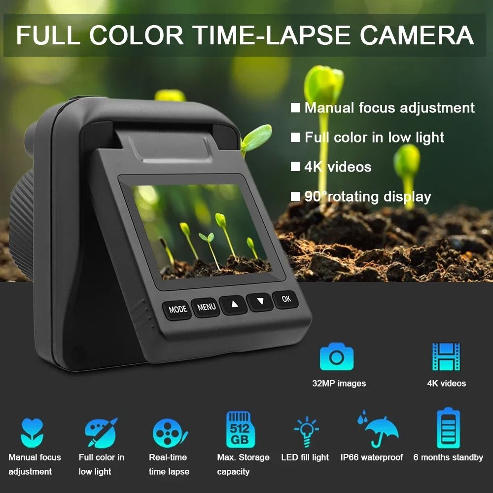 32MP 4K Outdoor Time Lapse Camera With Rotating Screen And 6Month Battery Life 3