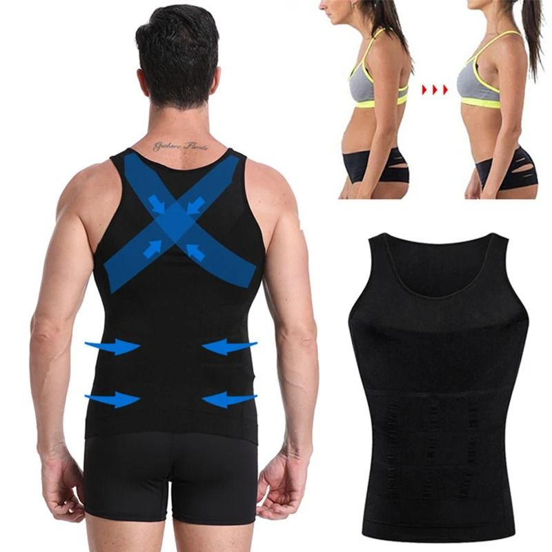 Mens Slimming Compression Vest Shapewear Body Corset Tummy Control Sports Undershirt 2