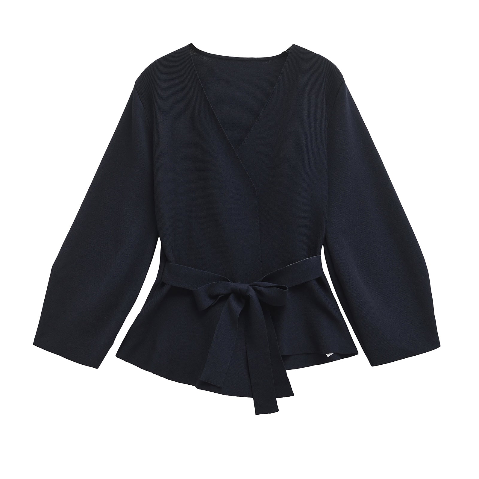 TRAFSHE Women's Knit Blazer with Belt, Retro V-Neck Long Sleeve Coat with Shoulder Pads, Versatile Spring and Fall Jacke