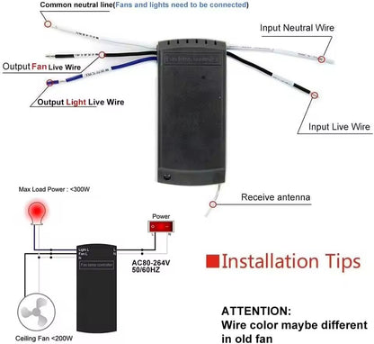 Universal Ceiling Fan Remote Control Kit With Timing And Speed Adjustment 3