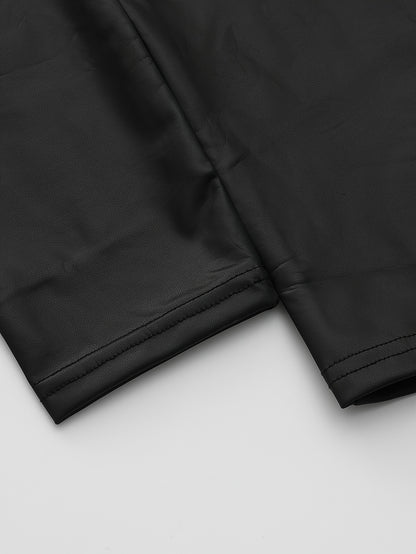 Sexy Slim Fit PU Leather Pants for Women, High Waisted Elastic Faux Leather Leggings, Casual Skinny Trousers