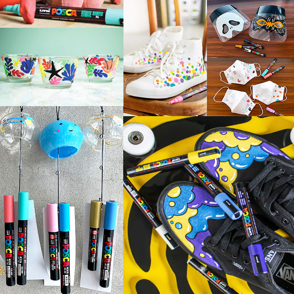 12 Color Set Uni Posca Markers PC-1M Extra Fine 0.7mm Paint Marker Pens Manga Ceramic Glass Graffiti Wood Fabric Metal