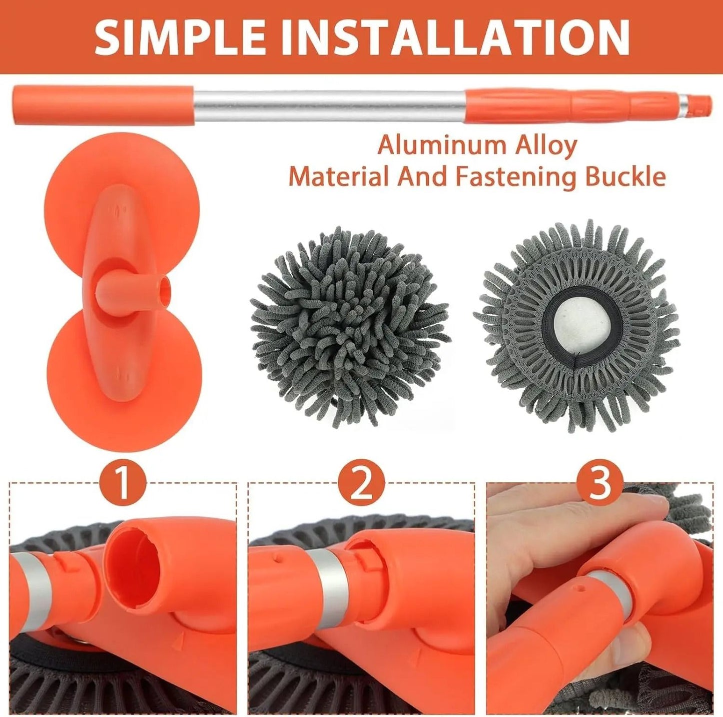 Retractable Car Wash Mop With Long Handle And 360 Degree Rotation 3