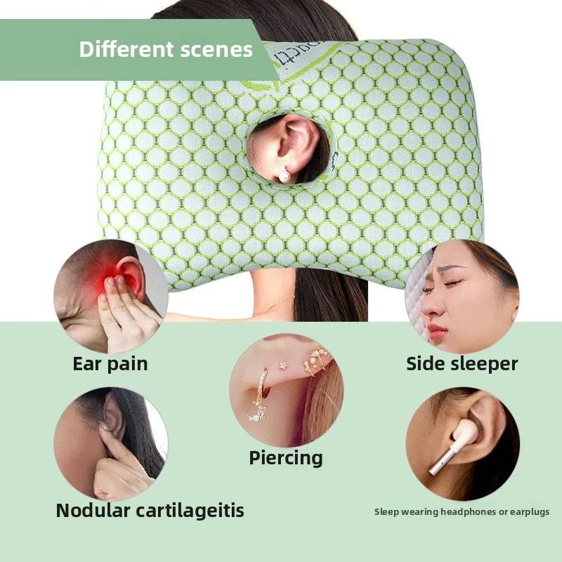 Bamboo Fiber Single Hole Ear Pillow For Side Sleepers 1
