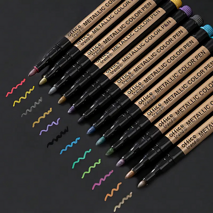 10pcs Metallic Marker Pens, Waterproof Permanent Markers for Rock Painting, Glass, Metal, Plastic, Ceramic, Canvas, DIY