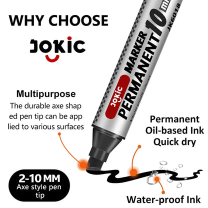 4 Color Permanent Marker Pens Set, Waterproof Ink, Fine and Broad 10mm Nib, Black Blue Red Green