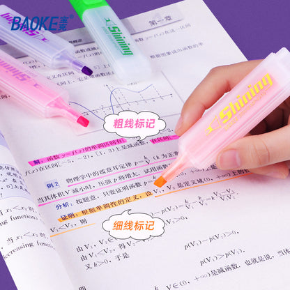 BAOKE MP4910 6 Color Highlighters, Chisel Tip, Quick Dry Fluorescent Ink, Note Taking, Studying, School Office Supplies