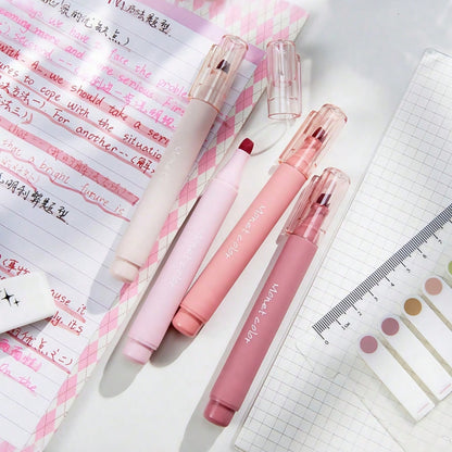Soft Touch Fluorescent Gel Pens, 4 Pack Morandi Pink Quick Dry Gel Highlighters, Water Based Ink for Office, School