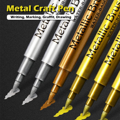 Metallic Marker Pens, Gold and Silver Permanent Art Markers, Brush Tip for Manga, Crafts, Scrapbooking, School Stationer