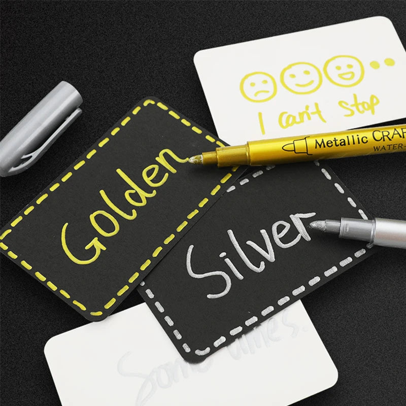 Metallic Marker Pens Gold And Silver Permanent Art Markers Brush Tip For Manga Crafts Scrapbooking