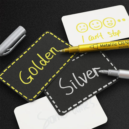 Metallic Marker Pens Gold And Silver Permanent Art Markers Brush Tip For Manga Crafts Scrapbooking