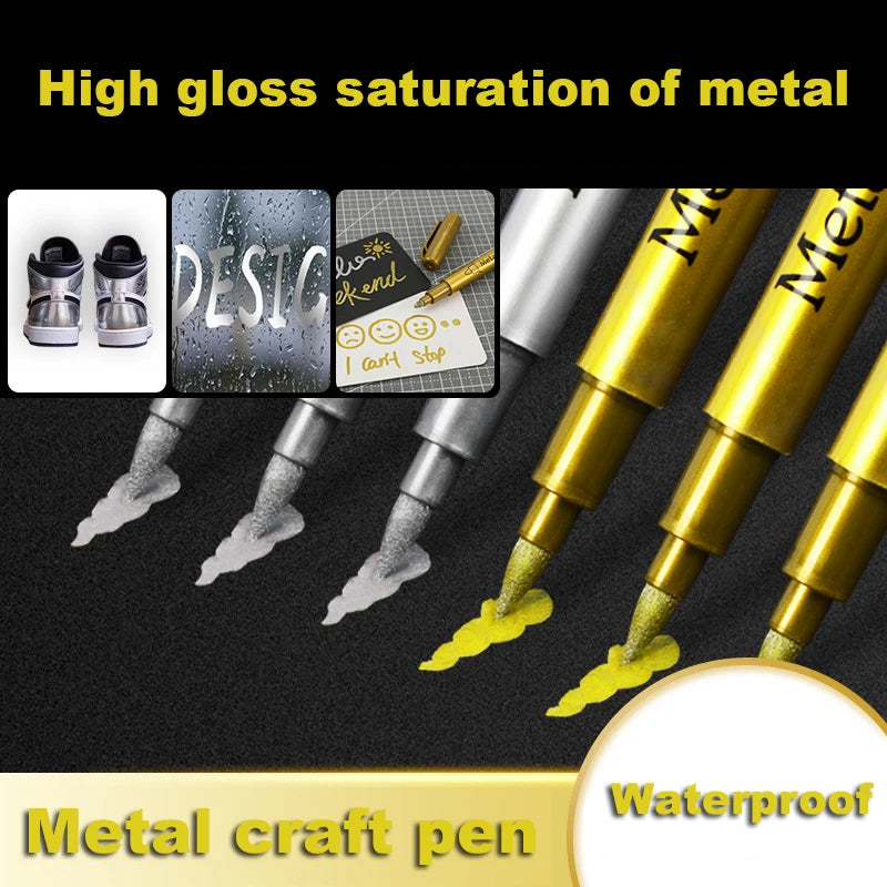 Metallic Marker Pens Gold And Silver Permanent Art Markers Brush Tip For Manga Crafts Scrapbooking