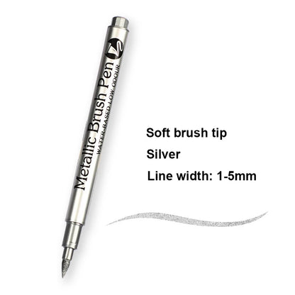 Metallic Marker Pens Gold And Silver Permanent Art Markers Brush Tip For Manga Crafts Scrapbooking