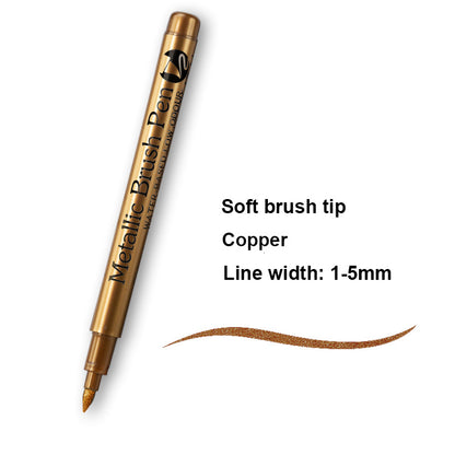 Metallic Marker Pens Gold And Silver Permanent Art Markers Brush Tip For Manga Crafts Scrapbooking