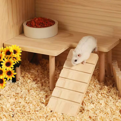 Hamster Wooden Ladder Platform Jumping Board Playground Small Pet Stairs Toy Hamster Climbing Toy F 1