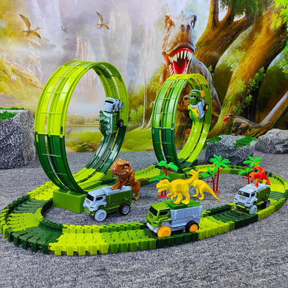 Electric Dinosaur Track Car With Flexible Railway And Educational Design 1