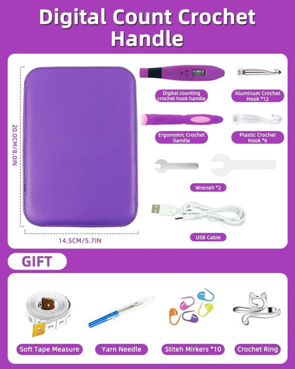 24pcs Lighted Crochet Hook Set With Counter Ergonomic Knitting Needles Kit For Beginners 6