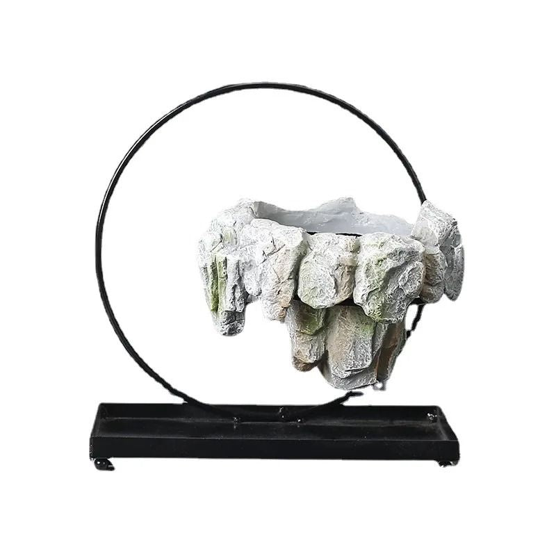 Creative Bamboo Succulent Pot With Floating Island Bonsai Design 5