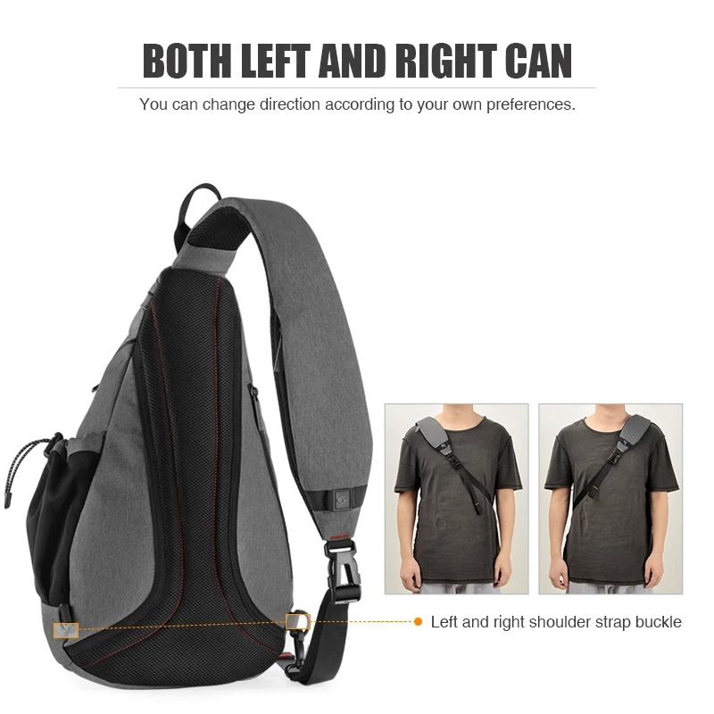 Sling Crossbody Backpack With USB Charging Port Waterproof Shoulder Bag 4