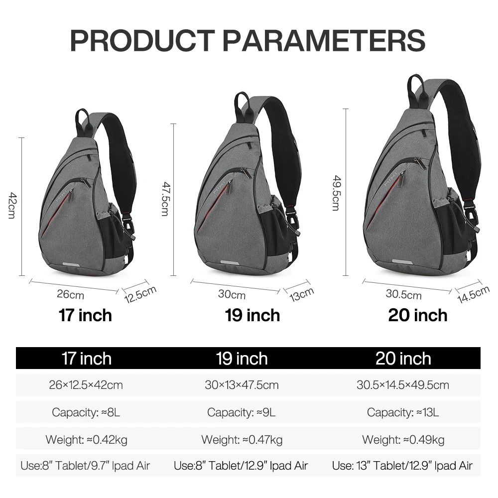 Sling Crossbody Backpack With USB Charging Port Waterproof Shoulder Bag 6
