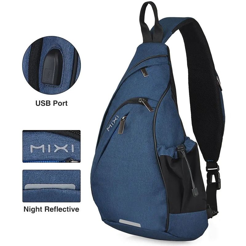 Sling Crossbody Backpack With USB Charging Port Waterproof Shoulder Bag 8