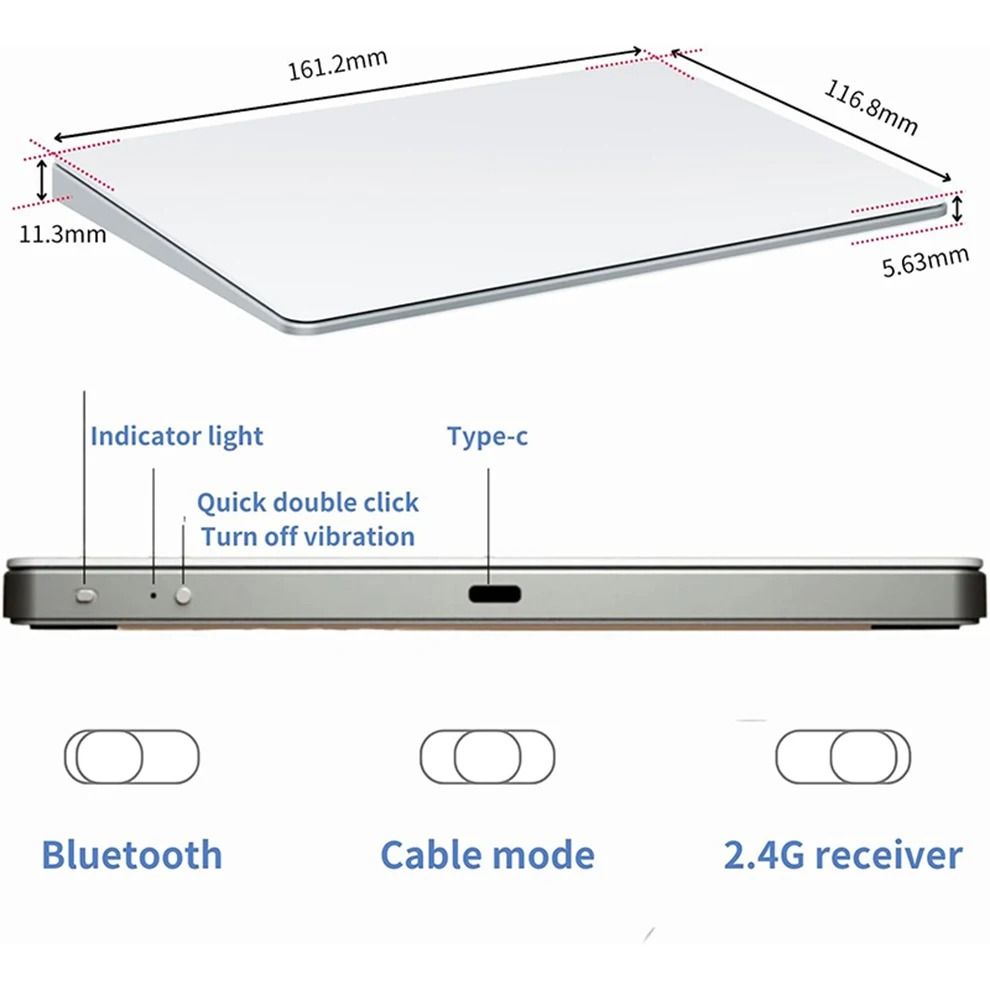 Wireless Bluetooth Trackpad With Smooth Glass Surface And MultiTouch For Mac And Windows 2