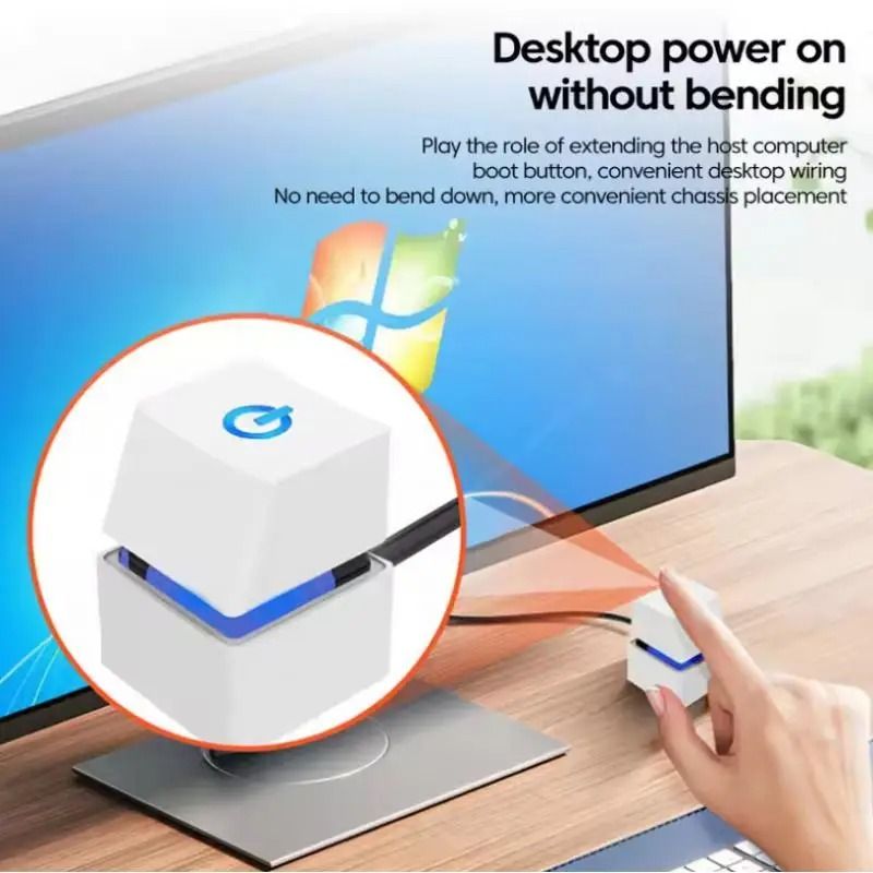Computer Desktop External Power Switch With Blue LED And 18m Extension Cable 2
