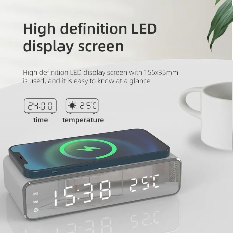 Wireless Charger Stand with Alarm Clock & LED Display