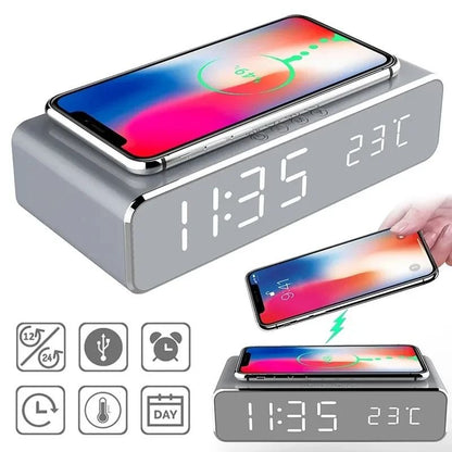 Wireless Charger Stand With Alarm Clock  LED Display 1