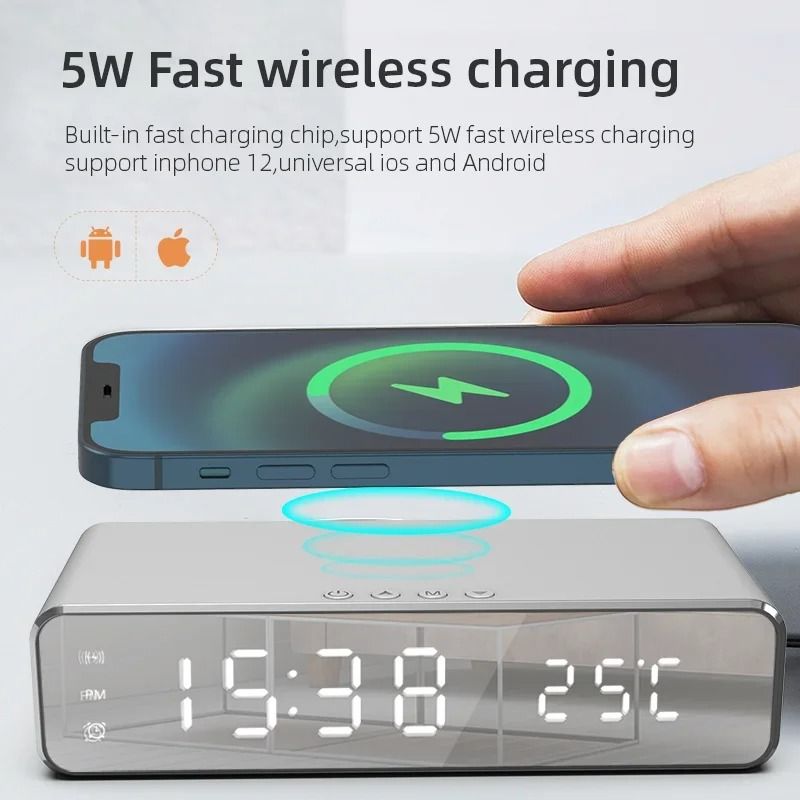Wireless Charger Stand With Alarm Clock  LED Display 2